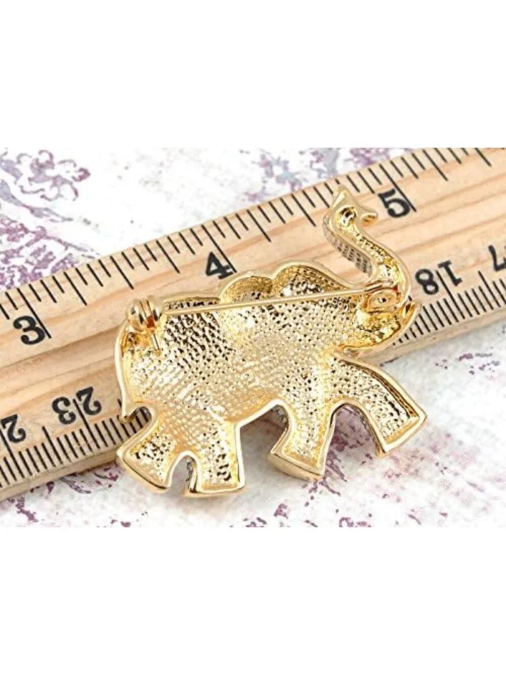 Stunning Elephant Brooch Pin with Clear Blue & Pink Rhinestones - Silver Tone